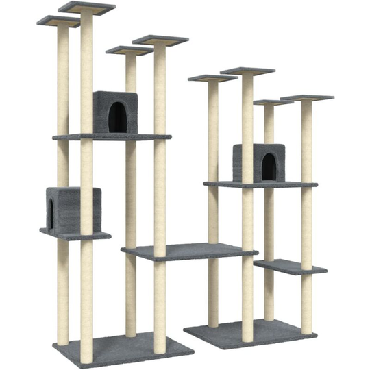 Cat Tree with Sisal Scratching Posts Dark Grey 174 cm Vidaxl Grey