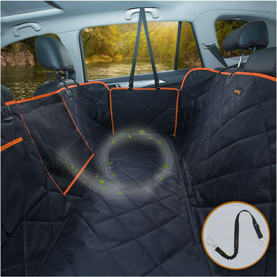 Sun Flowergb - Dog Car Seat Cover for Car/Truck/SUV Backseat, Waterproof Dog Car Hammock with Mesh Window, Dog Seat Belt, Durable Pet Car Seat Cover,