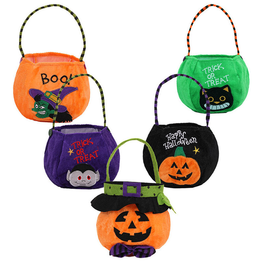 Sun Flowergb - 5 Pieces Halloween Trick or Treat Bags for Kids Candy Gags Large Reusable Pumpkin Bags Tote Bags Bag for Trick or Treating Party Favor