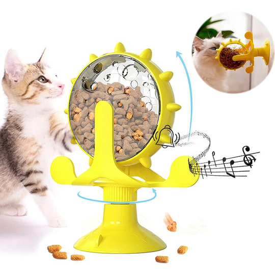 Cat Toys, Interactive Cat Toy, Cat Windmill, Cat Treats Toy, Fun Interactive Pet Training Toy with Suction Cup