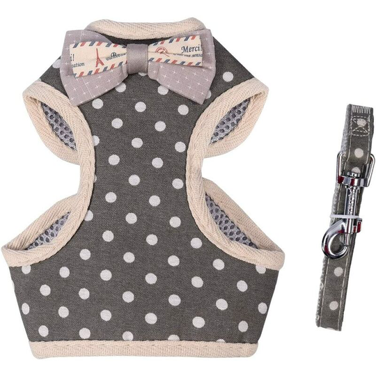 Comfortable Stylish Cotton Dog & Cat Harness Leash Set for Small Puppies and Cats