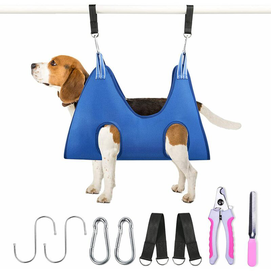 Grooming Hammock for Dogs and Cats, (Large Dogs) Dog Grooming Harness Bag Dog Hammock for Grooming Pet Grooming Hammock with Nail Clipper