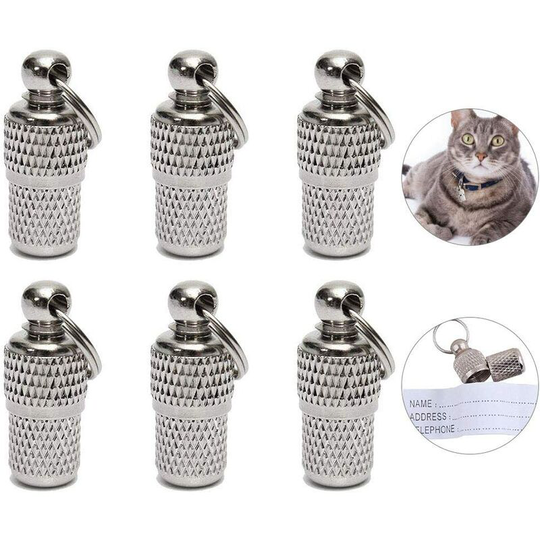 6 Pcs Nickel Plated Iron Cat id Dog Collar Tag with Paper Address Tag Personalized Dog Pendant Anti-lost Cat id Silver for Dog Cat Collar