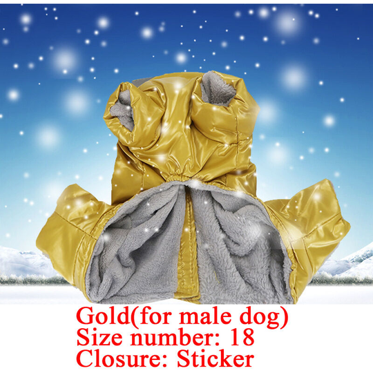 Dog Coat Waterproof Pet Fleece Clothes Jacket Snowsuit Pyjamas -Yellow(for male dog) 18