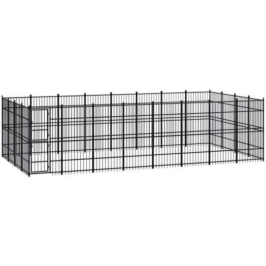 Outdoor Dog Kennel Steel 29.49 m² Vidaxl Black