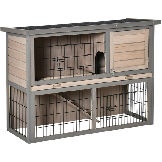 PawHut Rabbit Hutch w/ Removable Tray Openable Top for Indoors & Outdoors Brown - Brown