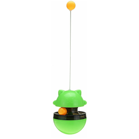 Naxunnn - Leaky Cat Food Ball with Tease Wand Pet Slow Food Green