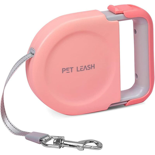 Dog leash, retractable dog leash for small and medium dogs, 5m dog leash rope with strong nylon webbing, retractable handle, one-hand brake, lock
