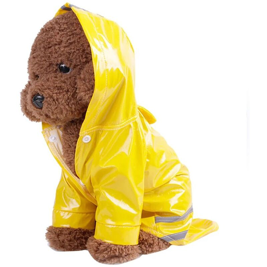 Outdoor Pet Rain Coat with Waterproof Hood Jackets pu Reflective Raincoat for Cats Clothes Cats Clothing(L)