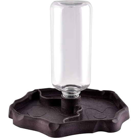 Reptile Water Dispenser, Reptile Bowl Water Automatic Feeder Bottle and Bowl Water and Food Dispenser for Lizard Spider Turtles - Brown