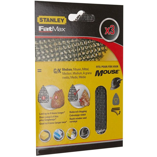 Stanley Black & Decker BEW230 Mouse 3 Sanding Sheets Mesh 120G X39127 STA39127