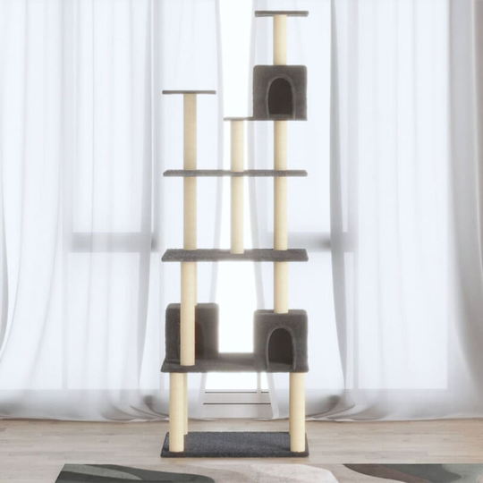 Cat Tree with Sisal Scratching Posts Dark Grey 188 cm