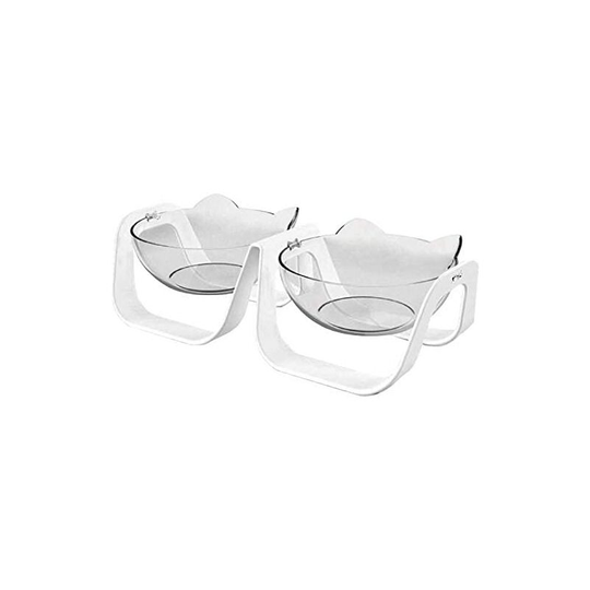 Cat Bowl, Cat Bowl Double Bowl 15 ° Tilting Non-Slip Elevated Cat Bowls Pet Food Bowls, for Cats and Puppies