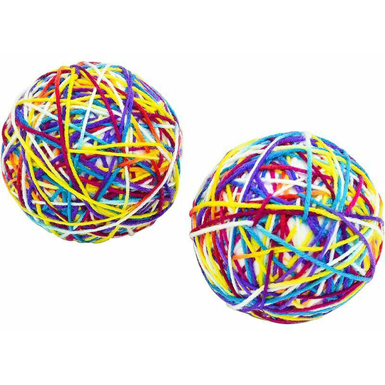 2 x Toy Balls for Cat, Ball with Interactive Bell, Colorful Yarn Ball for Pets S'areern