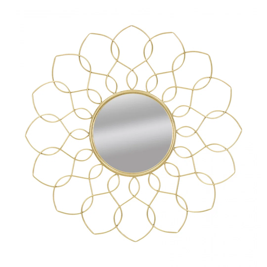 Sevyn Round Metal Framed Wall Mounted Accent Mirror in Gold