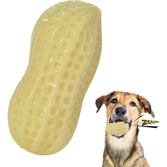 Dog Squeaky Toy Dog Chew Toy Durable Rubber chew Toy with Squeaker Peanut Shape Design Dog Teeth Cleaning Toy for Small Medium Breed Dogs