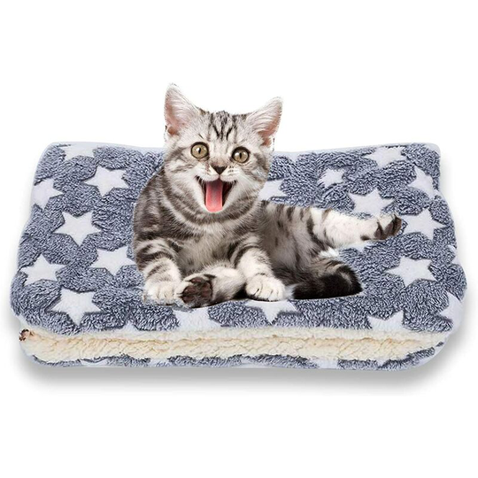 Small Plaid, Hand Washable Machine Washable Thickened Pet Mat, Warm Autumn And Winter Blankets For Cats And Dogs For Dog Beds Blue - Langray