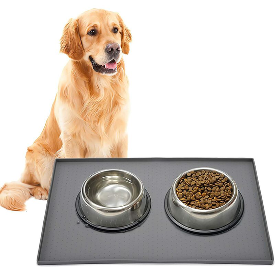 Soekavia - Silicone Dog Cat Food Mat, Non-Slip Pet Feeder Bowl Mats, Puppy Feeding Mat with Raised Edges, Water-proof Dogs Treat Placemat for Floor,