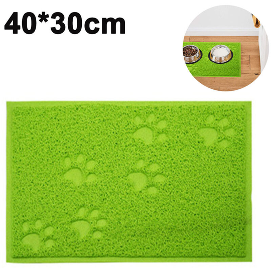Cat Feeding Mat for Food and Water Bowls - Machine Washable, Waterproof, Eco-Friendly, No-Slip, Cat Placemat, green