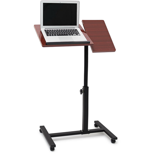 Laptop Table Height-Adjustable: 95 x 60 x 40.5 cm Sofa Couch Side Table With Wheels For Notebooks With Tray For Mouse High-Shine Lacquered,