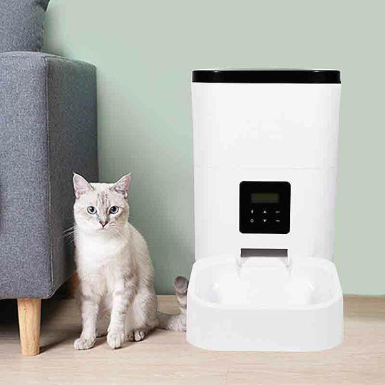 4L white automatic food dispenser is suitable for dry cat and dog food dispenser