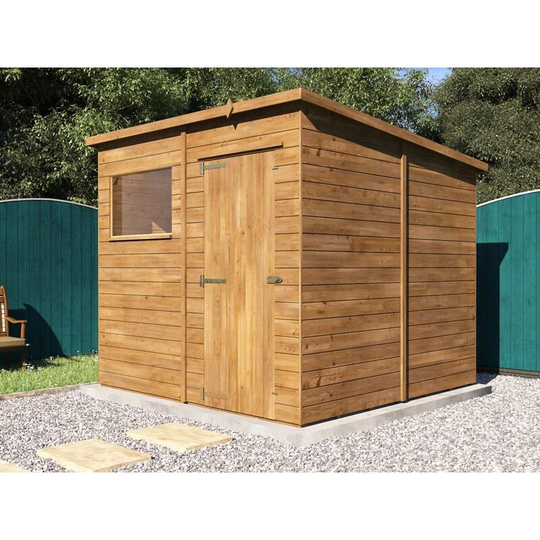 8 x 8 Pent Roof Pressure Treated Wooden Garden Storage Building Workshop - Dad's Shed ii 2.5m x 2.5m