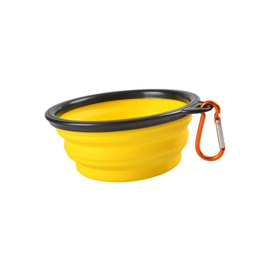 Dog Portable Bowl, Pet Supplies, Outdoor Folding Bowl, Silicone Folding Bowl Yellow - Muff