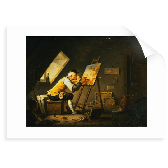 'Painter Painting in a Garret Studio' Painting