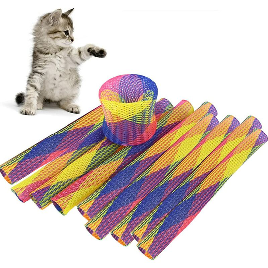10PCS Cat Spring Toy,Colorful Spring Cat Toy,Interactive Cat Toy,Colorful Cat Spring Toy,Flexible and Transformable Jumping Toy,Cat Spring Toy