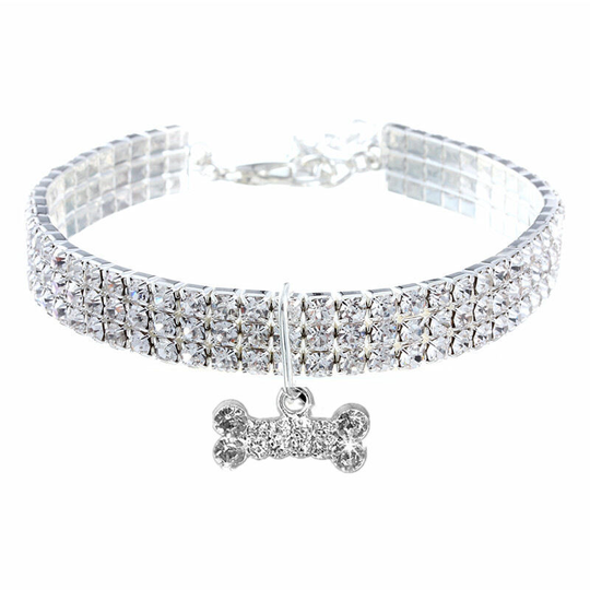 Denuotop - 1 Pcs Puppy Cat Crystal Collars, Harnesses and Leashes, Sequin Pendant Dog Collars Crystal Adjustable Cat Collar Elastic Animal