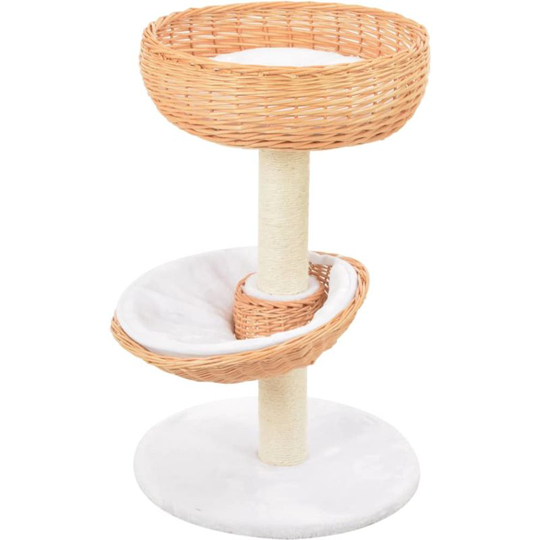Cat Tree with Sisal Scratching Post Natural Willow Wood VD07279 - Hommoo