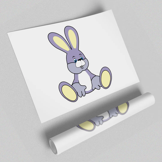 Rabbit Sitting Down Childrens - Graphic Art Print on Paper
