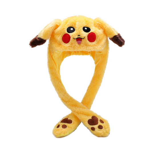 Funny Toy Rabbit Hat pikachu Hat Pinch Ears Airbag Hat Movable Cute Plush Hat / Animal Hat As Gift