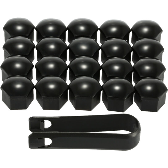 20Pcs 17mm Car Wheel Nut Cover Bolt Cap Removal Tool for vw audi, Black - Black