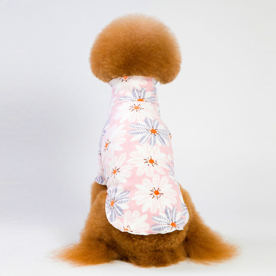 Pet clothes fleece clothes high collar floral soft bottom shirt dog clothes pajamas teddy loungewear m (chest 35', neck 27', back 24' suitable for