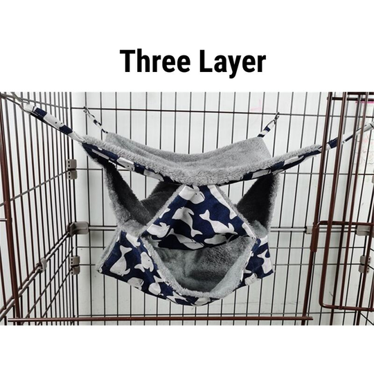 Insma - Hamster Hammock Warm Canvas Small Pet Hanging House Blue s Three Layer