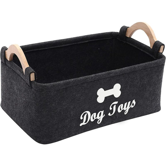 Felt pet toy storage box, ideal for pet toys, accessories and supplies - Dark Gray, Dimensions: 38*25*18cm.