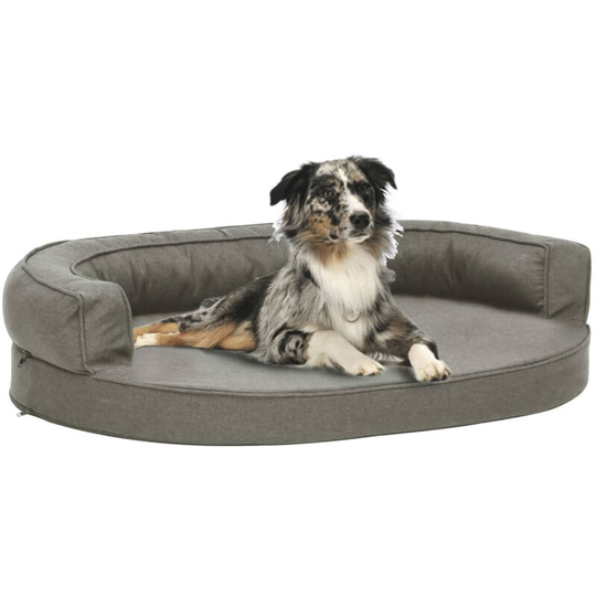 Ergonomic Dog Bed Mattress 90x64 cm Linen Look Grey