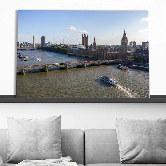 British Parliament from London Eye - Wrapped Canvas Photograph Print