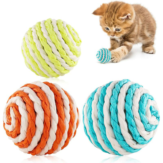 Cat Toy Ball, 3 Pieces Interactive Cat Toy Ball, Cat Teething Ball, Eco-Friendly and Harmless Cat Toy Ball (cat)