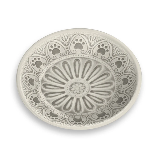 Margret Melamine Saucer, Medallion Paw Print Natural