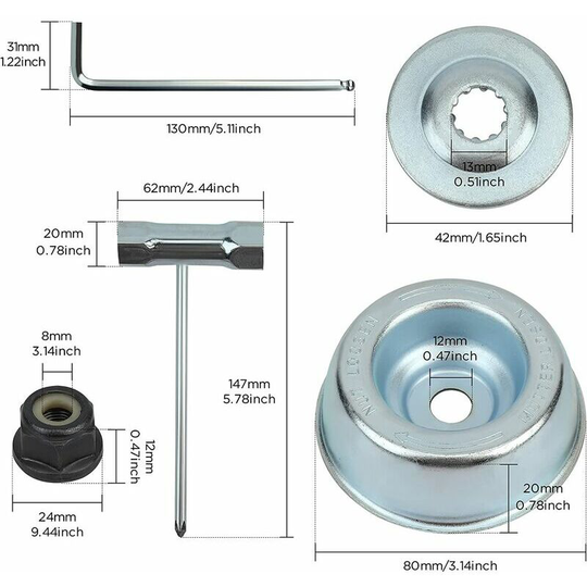Universal Brushcutter Head Nut Kit, Triomphe for Thermal Brushcutter, Stihl, Echo, Ryobi Head
