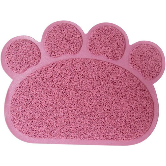 Pvc Paw Shape Cat Dog Mat Litter Box Cover Non-Slip Food Water Bowl Feeding Tray Light Pink