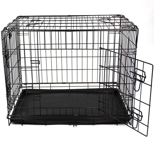 Easipet 36 inch dog metal cage in black with two opening doors 21049