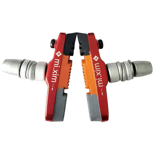Mi.xim 1 Pair Bike Brake Pads Bicycle V-Brake Blocks with Hex Nut and Shims 55mm for Mountain Bike Road Bike Folding Bike, Red - Red