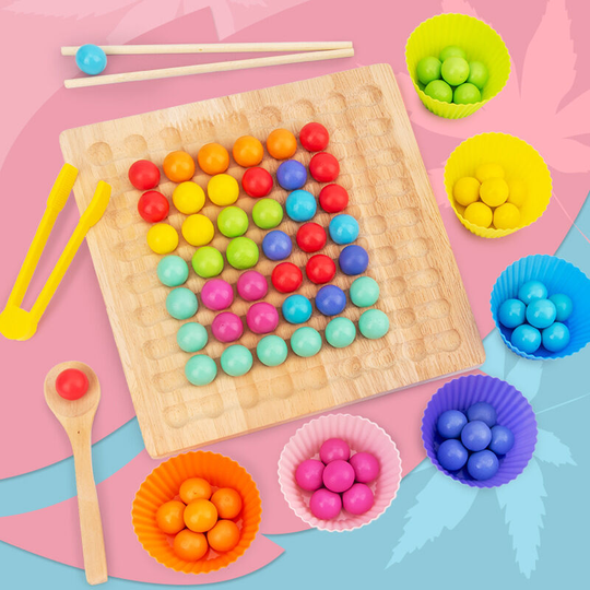 Wooden beaded toy Xiaoxiaole two in one Attention concentration training Early childhood education educational aids for children