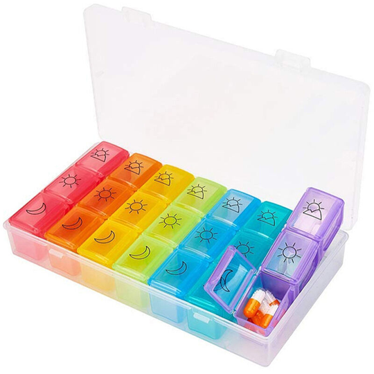 Asupermall - Medicine Case Medicine Box Pill Organizer Pill Box Moisture-Proof Pill Case Medication Reminder Portable Travel Container for Vitamins