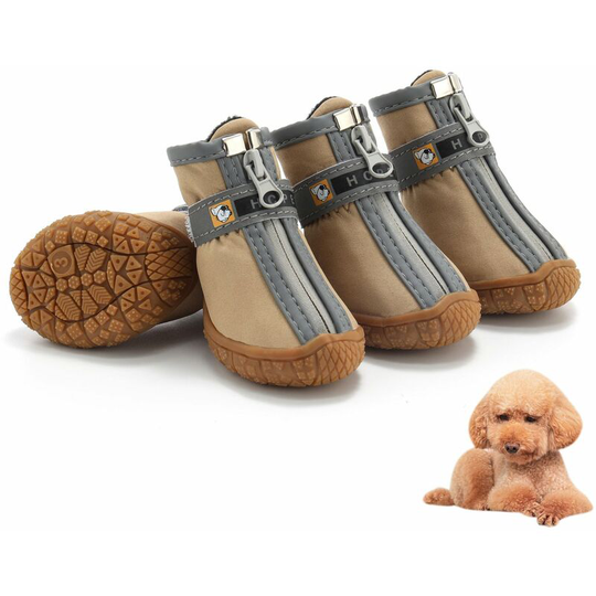 Heguyey - Paw Protection Dog Boots, Breathable Dog Shoes with Reflective Straps, Puppy Shoes for Small Dogs Outdoor, Non-Slip Sole Dog Snow