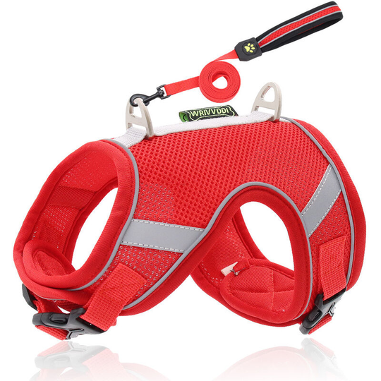 Dog chest harness leash reflective breathable puppy dog leash s Red - Muff
