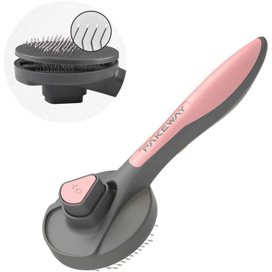 Cat Dog Grooming Brush, Kitten Slicker Brush, Pet Self Cleaning Shedding Brush Massage Combs for Cats and Dogs with Short, Medium & Long Hair(Pink)